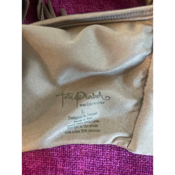 TORI PRAVER Dusty Fringe Bikini Top in Hazel Strapless Bandeau Size Large /L - Picture 4 of 4